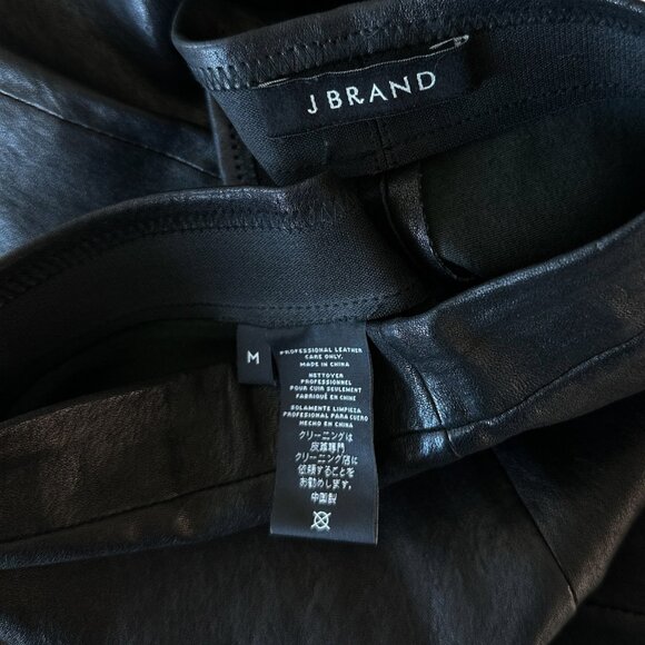 J Brand Edita L8007 Black Leather Lamb Pull On Stretch Pants Mid Rise Leggings M - Picture 8 of 8